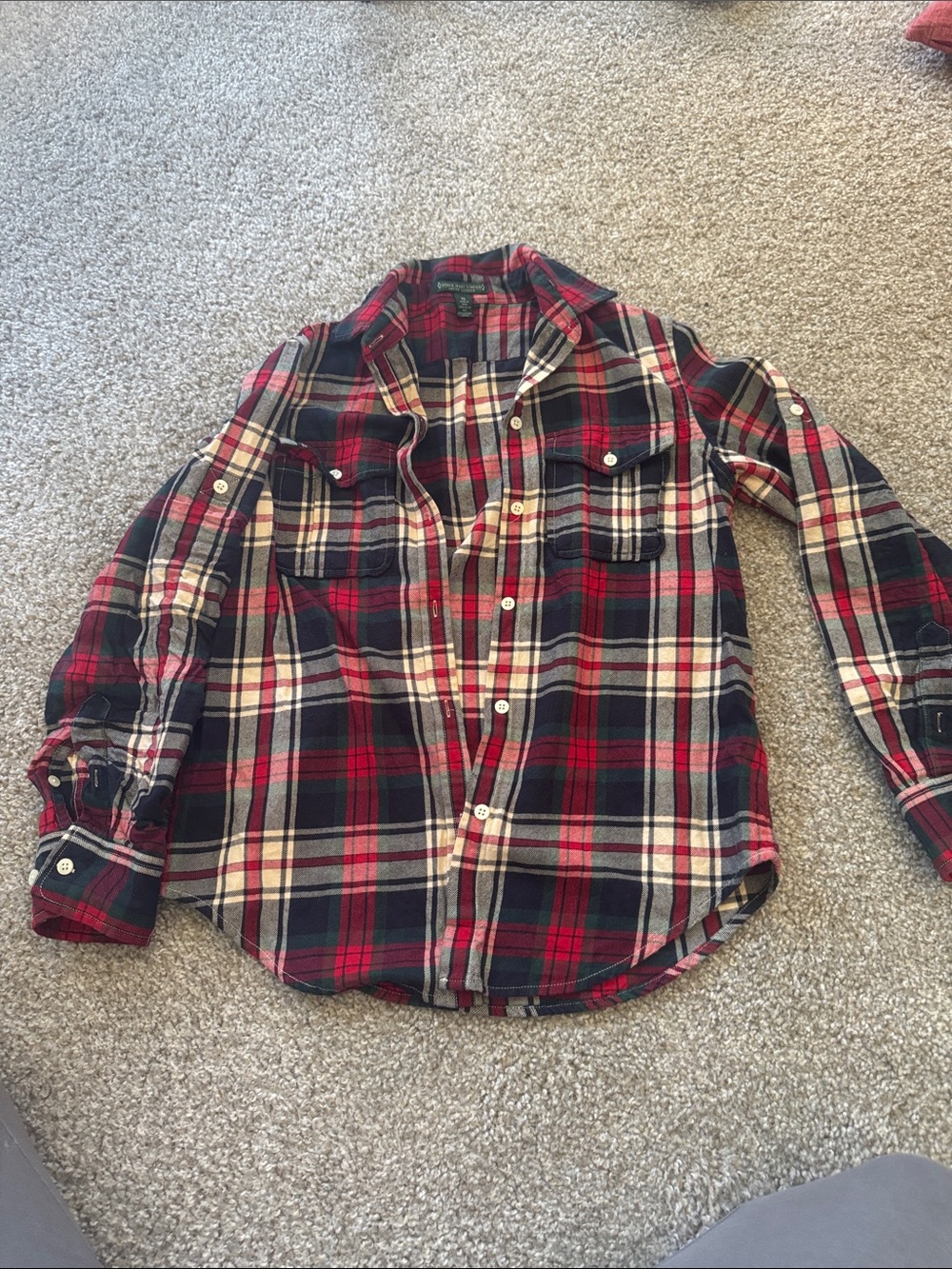 Ralph Lauren Red Black Cream Plaid Button-Down Shirt